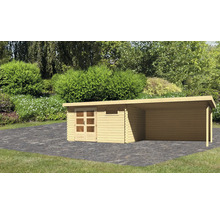 Gartenhaus Karibu Noorvik 8 mit Schleppdach 4 m, Rückwand 804 x 333 cm natur