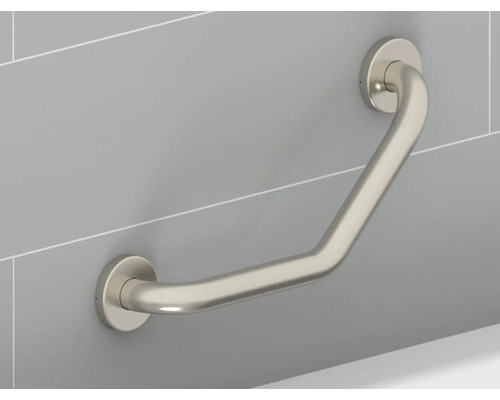 Haltegriff aus Metall an einer Wand befestigt