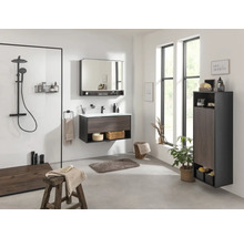 Spiegelschrank FACKELMANN B.Paris 90 x 15,6 x 71,8 cm schwarz matt 2-türig LED IP 20