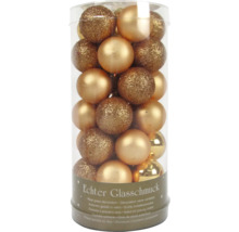 Set mit Christbaumkugeln aus Glas, teilweise mit Glitter