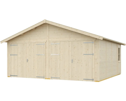 Garage en bois avec portes doubles et fenêtre