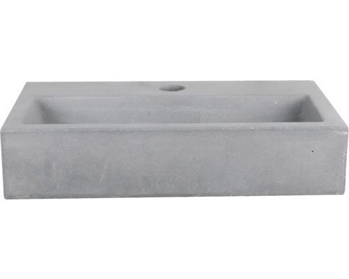 Vasque à poser rectangulaire en béton avec écoulement