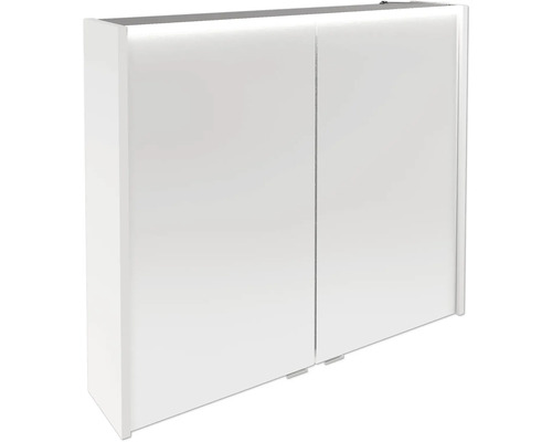 Armoire de toilette FACKELMANN Verona 80 x 16 x 68,3 cm blanc 2 portes led IP 20 Armoire de toilette blanche avec deux portes