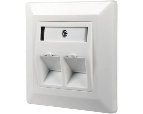 Doppel-Datendose mit Anschlussfeld für die Wandmontage