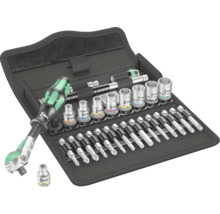 Wera Werkzeugsatz mit Schraubendreher, Steckschlüsseln und Bits in einer schwarzen Tasche