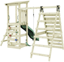 Spielturm mit Rutsche, Schaukel und Kletterwand für den Garten