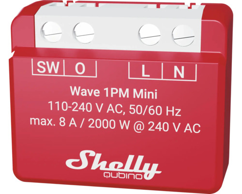 Interrupteur monocanal Shelly Qubino Wave 1PM Mini Z-Wave 8A avec mesure de puissance