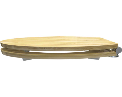 Toilettensitz aus Bambus mit Chrombeschlägen