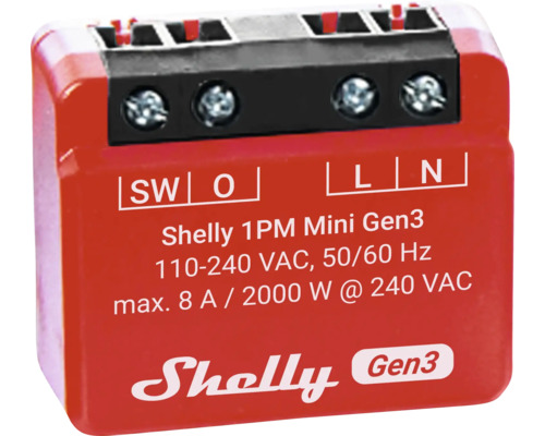 Mini relais Shelly 1PM Generation 3 - Compatible avec SMART HOME by hornbach Relais domotique Shelly 1PM Mini Gen3
