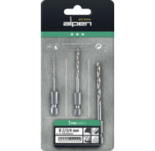 Alpen PRO APM 3 Metallbohrer Set mit drei Bohrern in verschiedenen Größen in Verpackung
