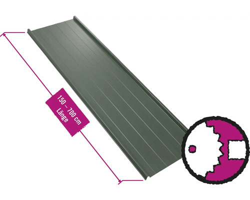 Panneau trapézoïdal pour toiture PRECIT avec intissé anti-condensation W33LV vert oxyde chromique RAL 6020 largeur fixe 548 mm x épaisseur 0,5 mm (au mètre de 150 à 700 cm max.)