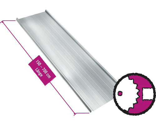 Panneau trapézoïdal pour toiture PRECIT avec intissé anti-condensation W33LV galvanisé largeur fixe 548 mm x épaisseur 0,5 mm (au mètre de 150 à 700 cm max.)