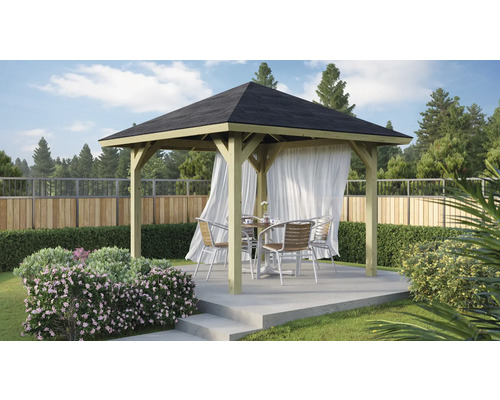 Pavillon Karibu Achtrup avec bardeaux, ancrage en H 264,5 x 264,5 cm traité en autoclave par imprégnation