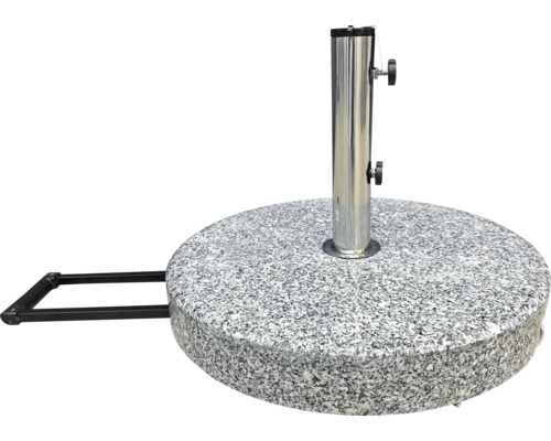 Support de parasol en granit avec tube en acier et poignées de transport