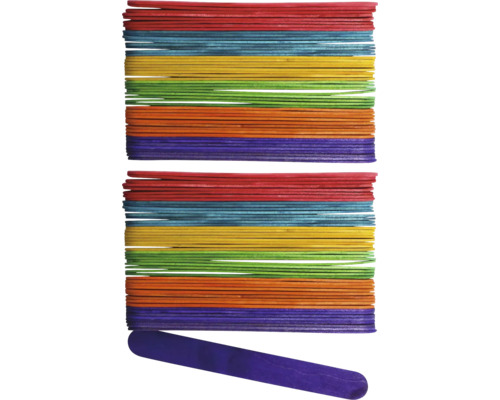 Bois de bricolage 18x150 mm multicolore 100 pces Paquet de bâtonnets en bois colorés pour travaux manuels