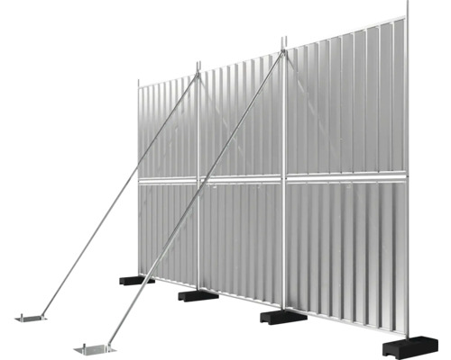 Montant de support pour clôture mobile/clôture trapézoïdale galvanisé L = 4000 mm Clôture de chantier avec panneaux métalliques et supports