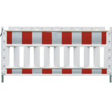 Barrière de chantier avec rayures rouges et blanches pour la délimitation des zones de chantier.