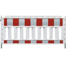 Barrière de chantier avec marquage rouge et blanc