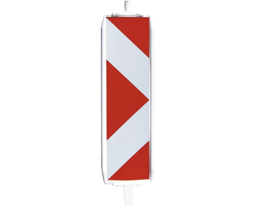 Kunststoffbake Typ 60 RA1/A zum univ. Absichern von Baustellenbereichen rechts- & linksweisend weiß-rot 1260 mm x 315 mm Stutzen = 65 mm Leitbake mit schraffierter Markierung für Baustellen