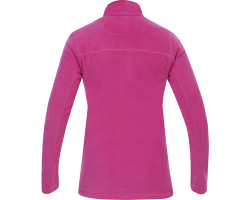 Pinke Fleecejacke für Damen mit durchgehendem Reißverschluss, Rückansicht.
