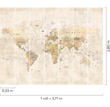 Papier peint carte du monde avec les frontières des pays et les détails géographiques
