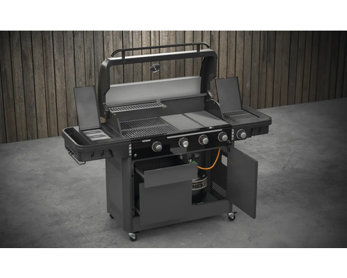 Gasgrill mit mehreren Brennern und Stauraum für den Aussenbereich