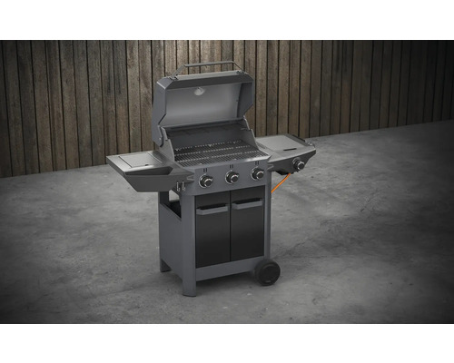 Gasgrill mit drei Brennern, Ablageflächen und Unterschrank