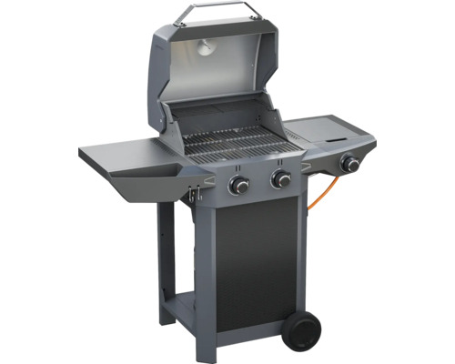 Gasgrill mit offenem Deckel, Grillrosten und Seitenablagen