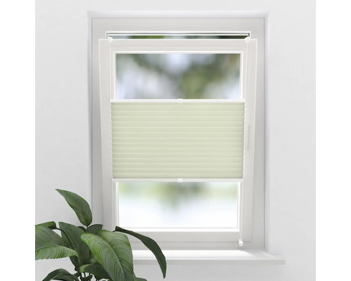 SOLUNA Faltenplissee mit Seitenverspannung ohne Bohren mintgrün 55x130 cm Fenster mit Plissee-Rollo zur Lichtregulierung