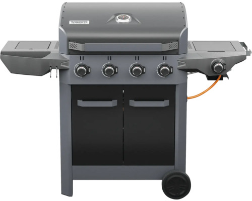 Barbecue à gaz Tenneker® Carbon TG-4 U 4 brûleurs + brûleur latéral, grille en fonte d'acier noire