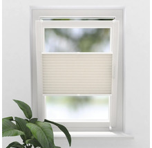 Geöffnetes Fenster mit einem Plissee als Sonnenschutz