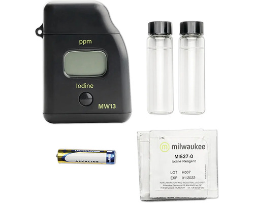 Appareil de mesure Aquarium Milwaukee MW13 photomètre manuel iode analyse de l'eau Set de test d''iode avec réactifs, pile et flacons