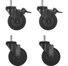 Quatre roulettes pour meubles avec tige filetée et frein