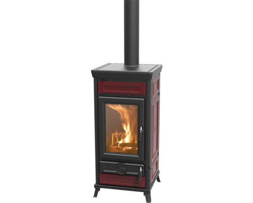 Poêle Thermorossi Vittoria Evo fonte céramique bordeaux 13,2 kW avec compartiment de maintien au chaud