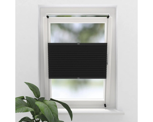 SOLUNA Faltenplissee ohne Bohren mit farblich abgestimmter Mechanik schwarz 55x130 cm SOLUNA Faltenplissee ohne Bohren mit farblich abgestimmter Mechanik schwarz 55x130 cm