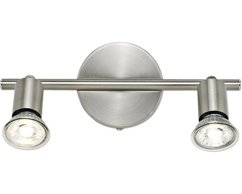 Spot de plafond 2 ampoules L 27,5 cm satin/nickel