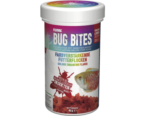 Flockenfutter Aquarium Fluval Bug Bites Colour Enhancing Flakes 250 ml farbverstärkende Futterflocken mit hohem Insektenanteil Fluval Bug Bites Fischfutter mit Insektenlarven, 45g