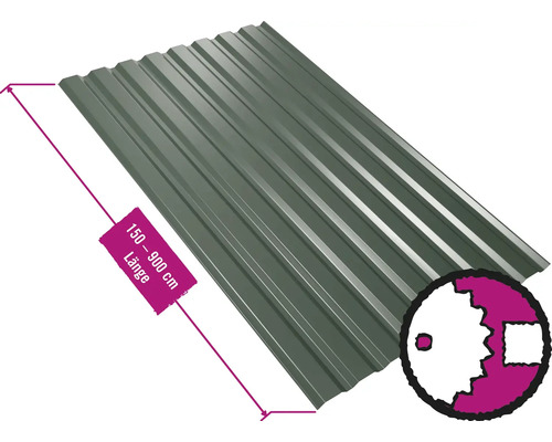 Panneau trapézoïdal pour mur PRECIT W20LA vert oxyde chromique RAL 6020 largeur fixe 1135 mm x épaisseur 0,5 mm (au mètre de 150 à 900 cm max.)