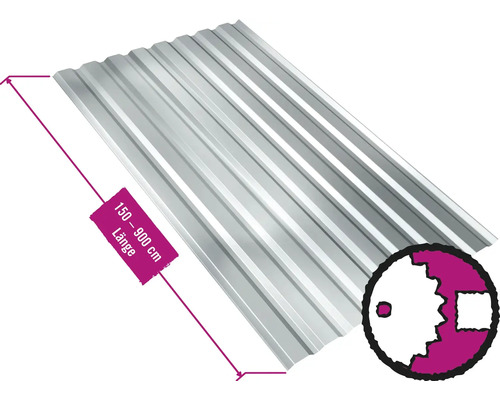 Panneau trapézoïdal pour mur PRECIT W20LA galvanisé largeur fixe 1135 mm x épaisseur 0,5 mm (au mètre de 150 à 900 cm max.)