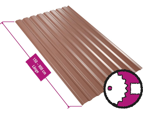 Panneau trapézoïdal pour mur PRECIT W20LA brun rouge RAL 8012 largeur fixe 1135 mm x épaisseur 0,63 mm (au mètre de 150 à 900 cm max.)