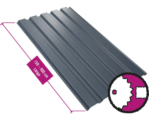 Panneau trapézoïdal pour mur PRECIT W35LA gris anthracite RAL 7016 largeur fixe 1070 mm x épaisseur 0,75 mm (au mètre de 150 à 900 cm max.)