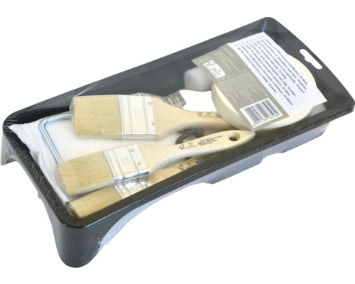 Ensemble de pinceaux avec bac à peinture, rouleau de peinture et ruban de masquage