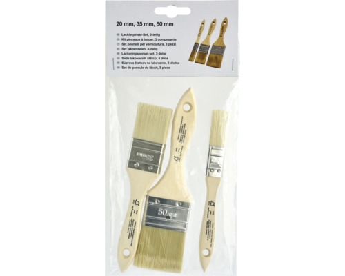 Kit de pinceaux à laquer, 3 pièces, 20 millimètres, 35 millimètres, 50 millimètres