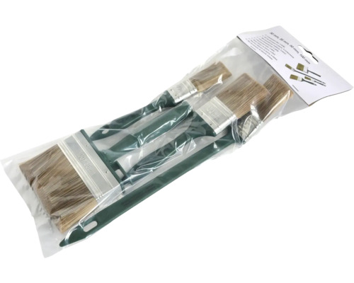 Ensemble de pinceaux avec quatre pinceaux de différentes tailles dans un emballage plastique