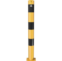 Borne de protection anti-collision jaune et noire pour la signalisation des zones dangereuses.