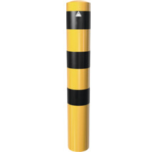 Borne en tube d'acier Ø 152 mm x 3,2 mm à sceller dans du béton sur place jaune-noir h = 2000 mm
