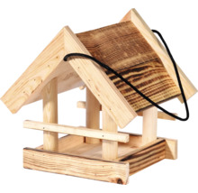 Mangeoire à oiseaux en bois avec suspension