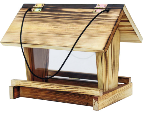 Vogelhaus dobar Vogelfutterhaus Llama aus Holz zum Aufhängen, 26x15x21 cm Vogelhaus aus Holz mit transparenten Wänden und Seilaufhängung