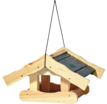 Mangeoire à oiseaux suspendue en bois avec toit