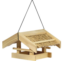 Vogelhaus aus Holz mit Seilaufhängung